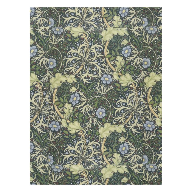 William Morris Seaweed Pattern Floral Vintage Art Tablecloth (Front)