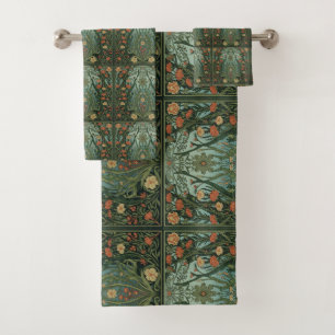 William Morris Seaweed Vintage Floral art nouveau Bath Towel Set