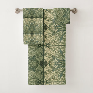William Morris Seaweed Vintage Floral art nouveau Bath Towel Set