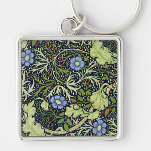 William Morris Seaweed Wallpaper Pattern Key Ring