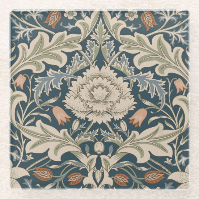 William Morris Severn Floral Garden Flower Classic Glass Coaster (Front)