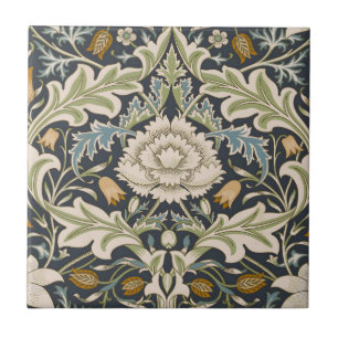 William Morris Severn Navy Blue Floral Art Ceramic Tile