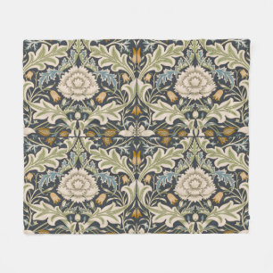 William Morris Severn Navy Blue Floral Art Fleece Blanket