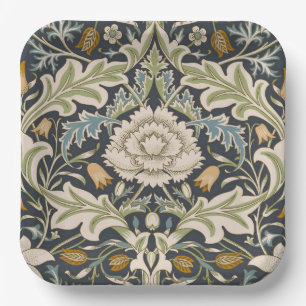 William Morris Severn Navy Blue Floral Art Paper Plate