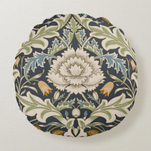 William Morris Severn Navy Blue Floral Art Round Cushion