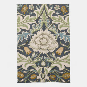 William Morris Severn Navy Blue Floral Art Tea Towel