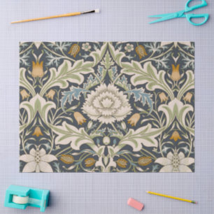 William Morris Severn Navy Blue Floral Art Tissue Paper
