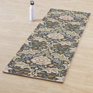 William Morris Severn Navy Blue Floral Art Yoga Mat
