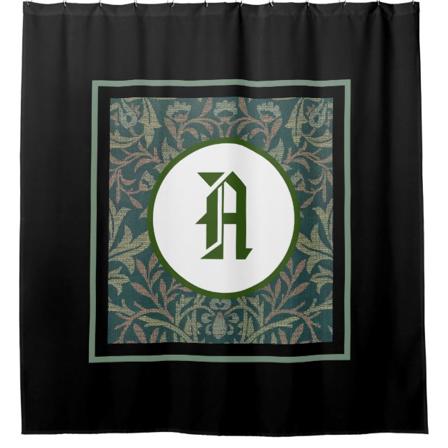 William Morris SHOWER CURTAIN CUSTOM INITIAL (Front)