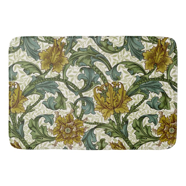 William Morris Single Stem Floral Art Tile Bath Mat (Front)