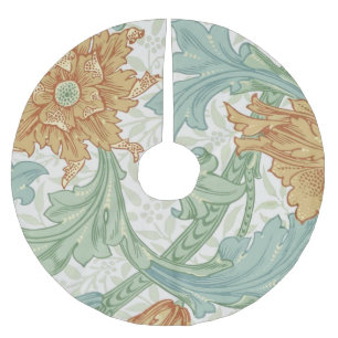 William Morris Single Stem Floral Pattern Brushed Polyester Tree Skirt