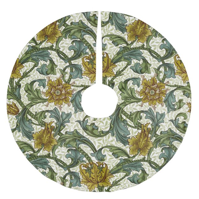 William Morris Single Stem Floral Pattern Brushed Polyester Tree Skirt (Front)