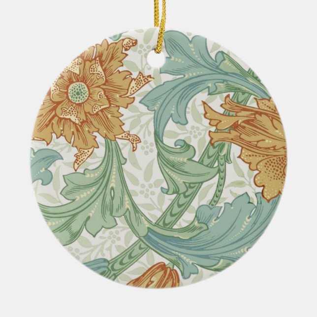 William Morris Single Stem Floral Pattern Ceramic Ornament (Front)