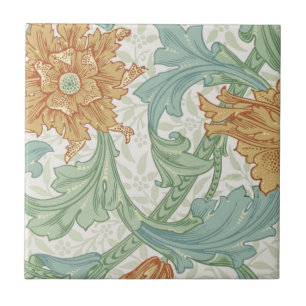 William Morris Single Stem Floral Pattern Ceramic Tile