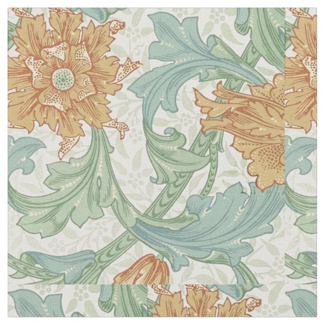 William Morris Single Stem Floral Pattern Fabric (Close Up)