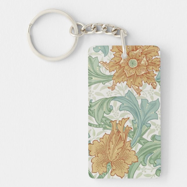 William Morris Single Stem Floral Pattern Key Ring (Front)
