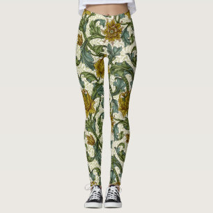 William Morris Single Stem Floral Pattern Leggings