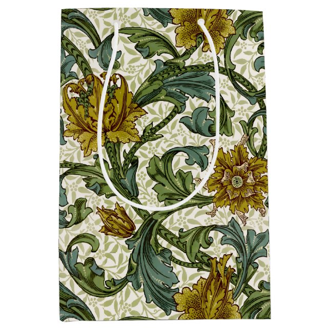 William Morris Single Stem Floral Pattern Medium Gift Bag (Front)