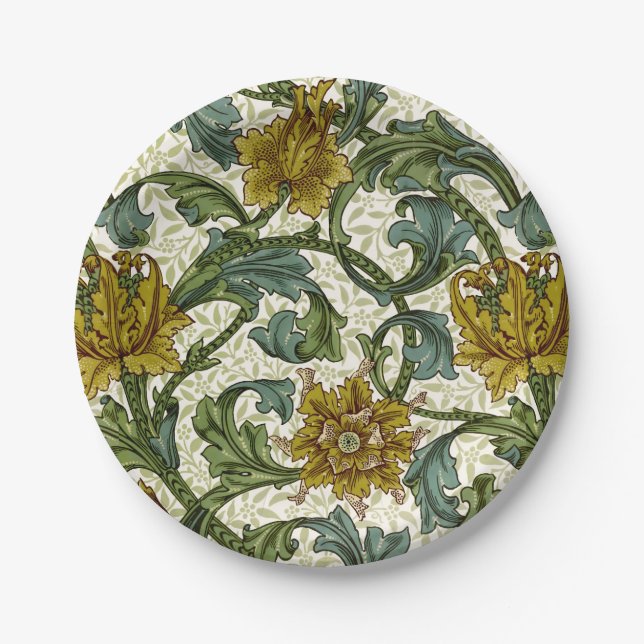 William Morris Single Stem Floral Pattern Paper Plate (Front)