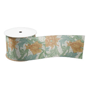 William Morris Single Stem Floral Pattern Satin Ribbon