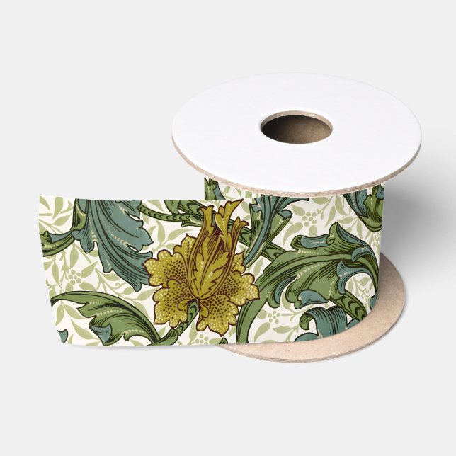 William Morris Single Stem Floral Pattern Satin Ribbon (Spool)