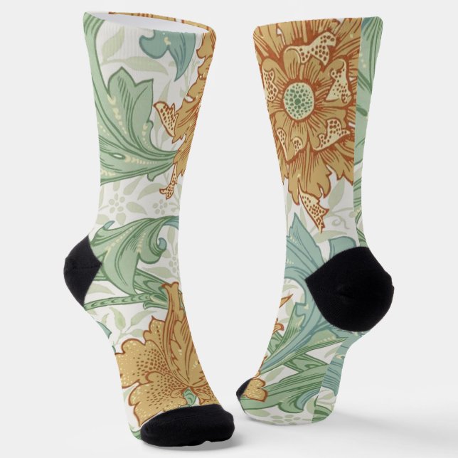 William Morris Single Stem Floral Pattern Socks (Angled)
