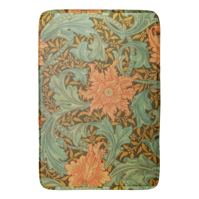 William Morris Single Stem Pattern Art Nouveau Bath Mat (Front Vertical)