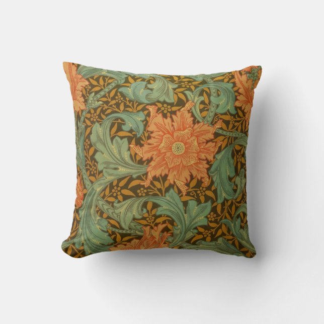 William Morris Single Stem Pattern Art Nouveau Cushion (Front)