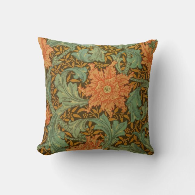 William Morris Single Stem Pattern Art Nouveau Cushion (Front)