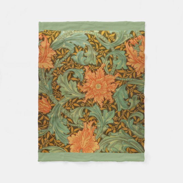 William Morris Single Stem Pattern Art Nouveau Fleece Blanket (Front)