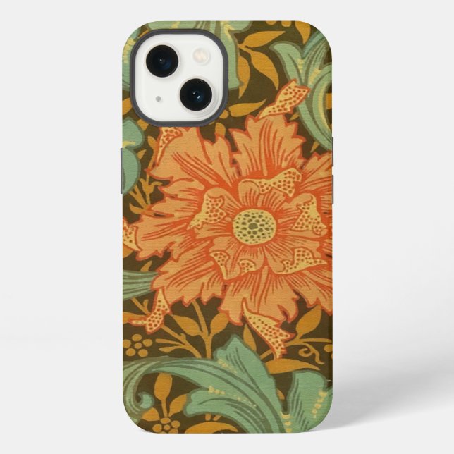 William Morris Single Stem Pattern Art Nouveau iPhone Case (Back)