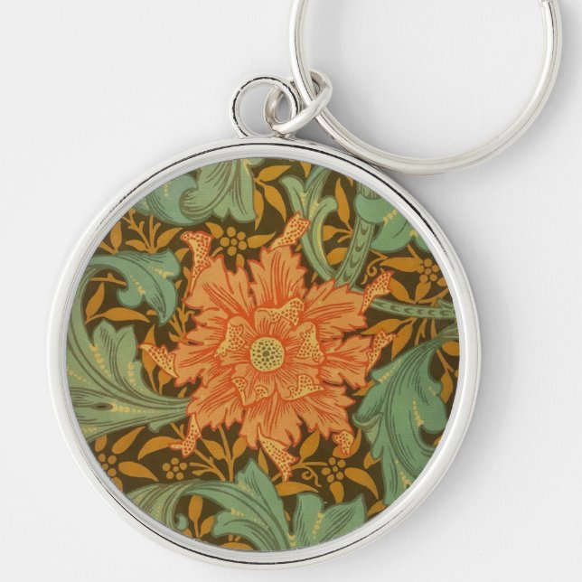 William Morris Single Stem Pattern Art Nouveau Key Ring (Front)