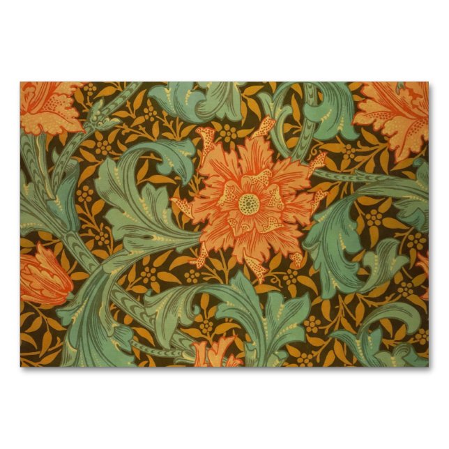 William Morris Single Stem Pattern Art Nouveau Table Number (Front)