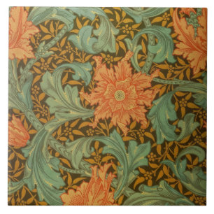 William Morris Single Stem Pattern Art Nouveau Tile