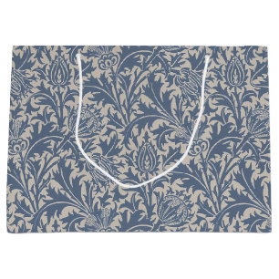 William Morris Slate Blue Thistle Wallpaper Large Gift Bag