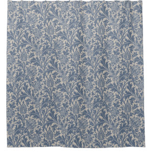 William Morris Slate Blue Thistle Wallpaper Shower Curtain