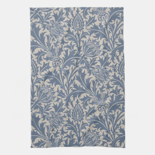 William Morris Slate Blue Thistle Wallpaper Tea Towel