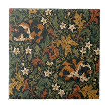 William Morris Sleeping Calico Cats Foliage Art