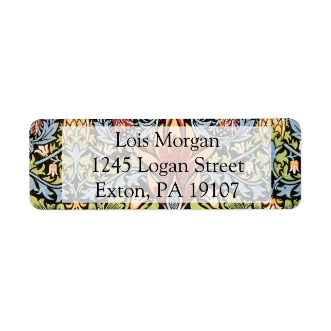 William Morris Snakeshead Design Return Address Label (Front)