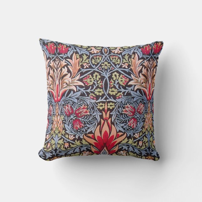William Morris Snakeshead Floral Art Nouveau Cushion (Front)