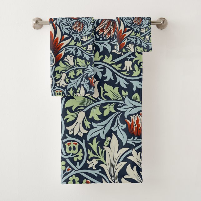 William Morris Snakeshead Floral Classic Botanical Bath Towel Set (Insitu)