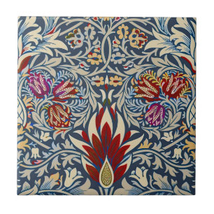 William Morris Snakeshead Floral Classic Dark Blue Ceramic Tile