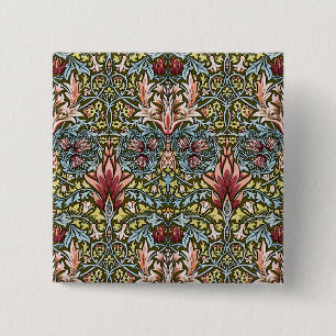 William Morris Snakeshead Floral Pattern 15 Cm Square Badge