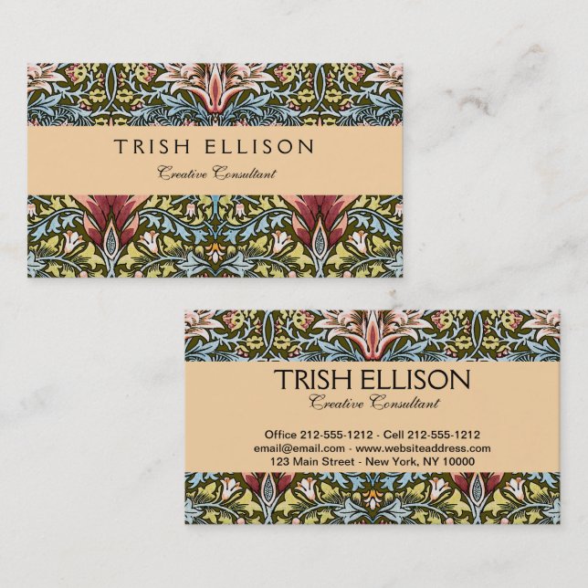 William Morris Snakeshead Floral Pattern Business Card (Front/Back)