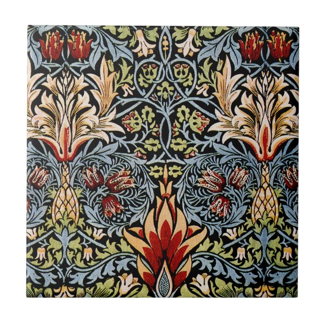 William Morris Snakeshead Floral Pattern Ceramic Tile (Front)