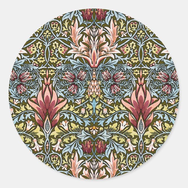 William Morris Snakeshead Floral Pattern Classic Round Sticker (Front)