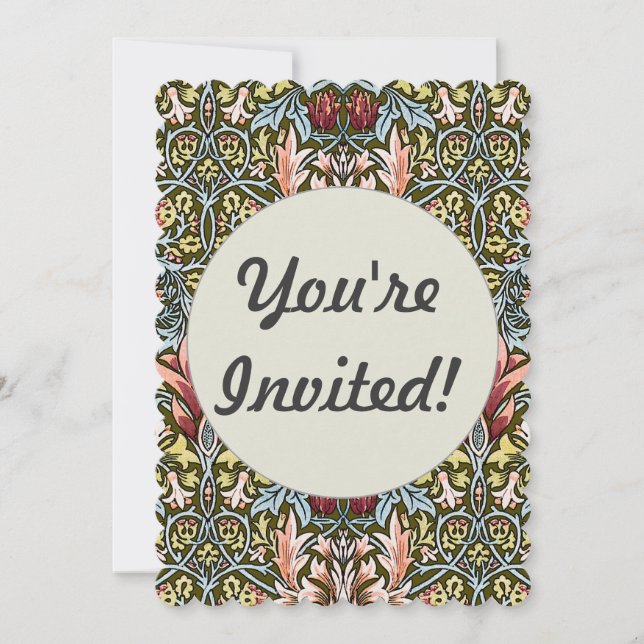 William Morris Snakeshead Floral Pattern Invitation (Front)