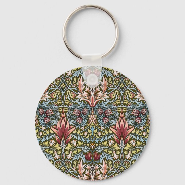 William Morris Snakeshead Floral Pattern Key Ring (Front)