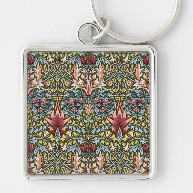 William Morris Snakeshead Floral Pattern Key Ring (Front)