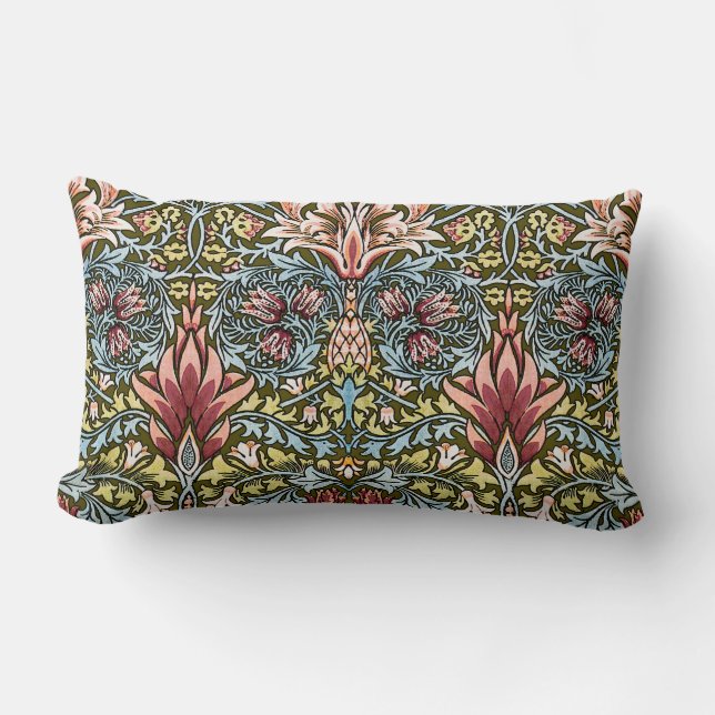 William Morris Snakeshead Floral Pattern Lumbar Cushion (Front)